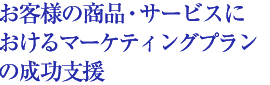 お客様の商品・サービスにおけるマーケティングプランの成功支援