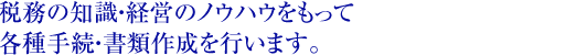 税務の知識・経営のノウハウをもって各種手続・書類作成を行います。